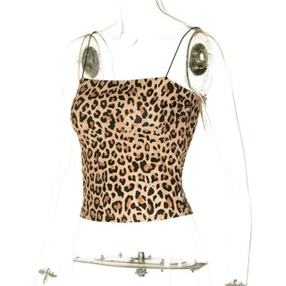 Spaghetti strap leopard print cami top