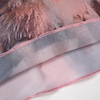 Crew neck short sleeve mesh rabbit print top