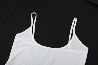 V neck rose applique contrast 2 piece cami top