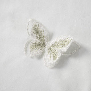 Short sleeve butterfly embroidery crop top