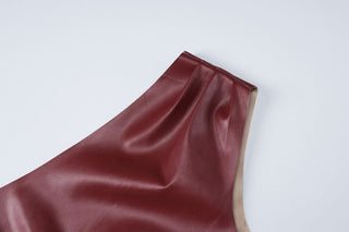 PU leather one shoulder gloves top