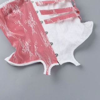 Sweetheart neck contrast button ruffle tube top