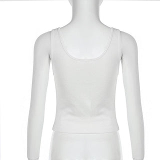 Sleeveless v neck button solid top