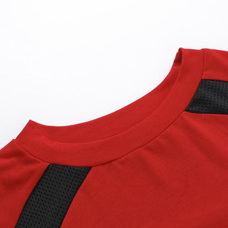 Short sleeve crewneck letter print contrast top