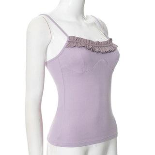 U neck ruffle ruched cami top