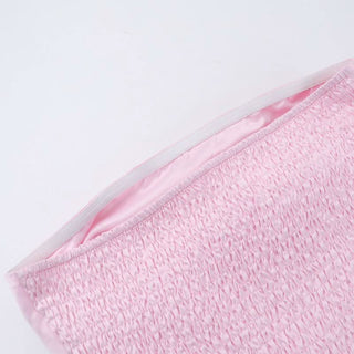 Smocked ruched satin solid tube mini dress