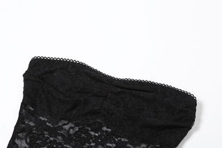 Ruffle lace backless solid tube top