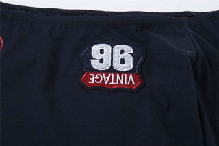 Off shoulder long sleeve lace hem embroidery top