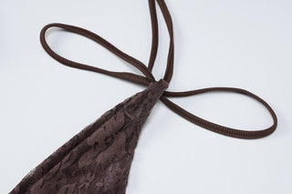 V neck see through lace ribbed patchwork ruched backless top