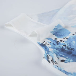 U neck sleeveless flower print top