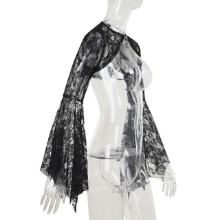 Long flared sleeve lace rhinestone applique shrug