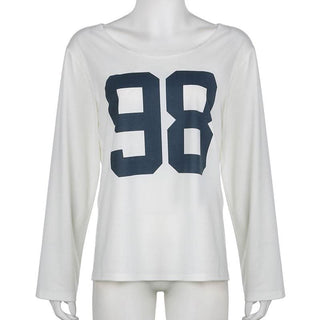 Long sleeve crewneck "98" print top