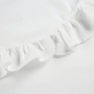 Long flared sleeve crewneck ruffle solid top