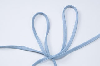 Halter v neck drawstring ruched lace hem pant set