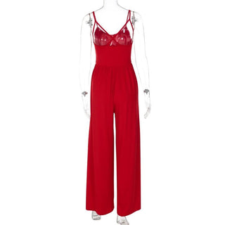 U neck ruched cross back cami jumpsuit