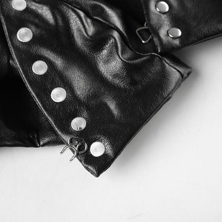 PU leather sweetheart neck long sleeve crop top