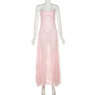 Textured solid zip-up spaghetti strap backless maxi dress