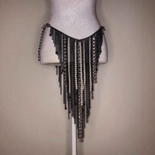 Halter layered beaded metal chain waist chain set
