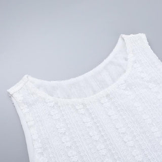 Crewneck textured ruffle solid tank top