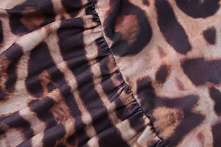 Leopard print long sleeve high neck mini dress