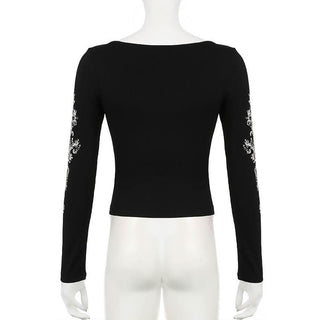 Long sleeve crewneck abstract top