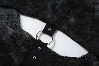Long sleeve hoodie off shoulder buckle crop top