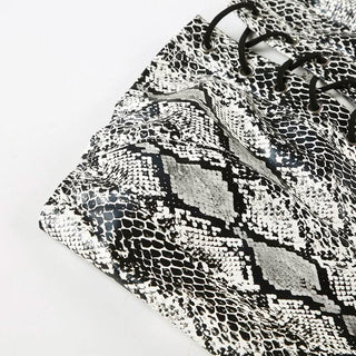 Snakeskin print corset lace up tube top