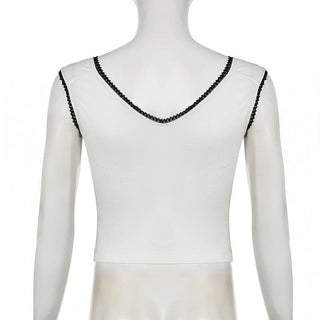 V neck bowknot ruched lace hem top