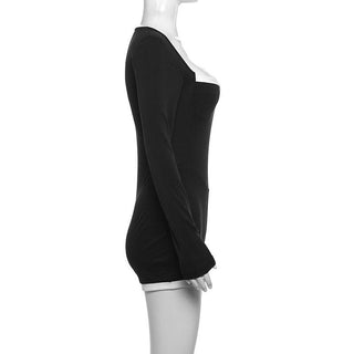 Contrast long sleeve low cut romper