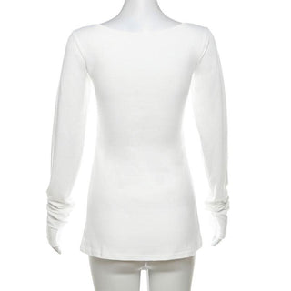 Long sleeve irregular print contrast top