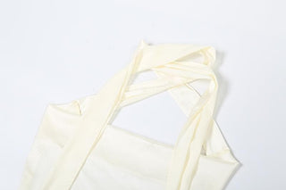 Halter cowl neck ruched backless maxi skirt set