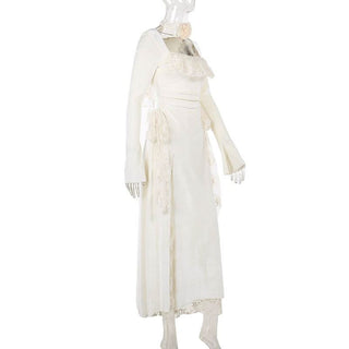 Long sleeve slit square neck lace ruched maxi dress