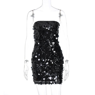 Glitter backless tube mini dress