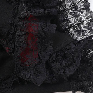 Long sleeve lace hem square neck self tie top