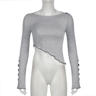 Long sleeve bowknot ruffle crop top