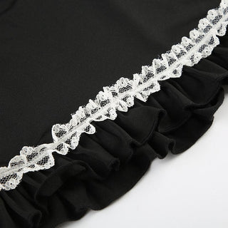 Lace hem ruffle bowknot contrast cami top