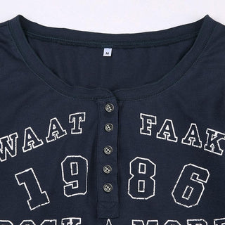 Button long sleeve "1986" pattern contrast top