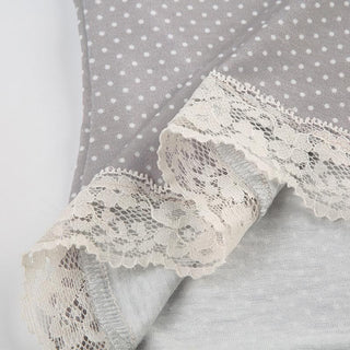 Lace hem polka dot rose applique cami top