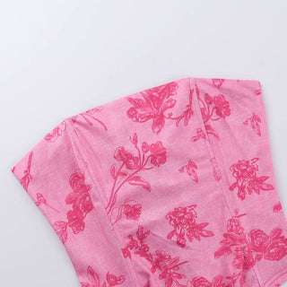 Flower print lace up tube top