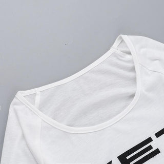 Long sleeve â€œWETâ€ print u neck top