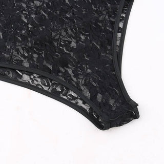 Long flared sleeve lace cross front bodysuit