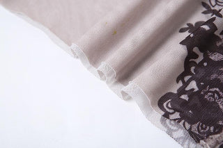 Sleeveless high neck print sheer mesh top
