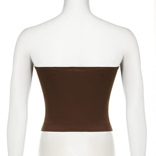 Buckle backless print tube top