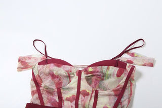 Sweetheart neck off shoulder bustier contrast cami top