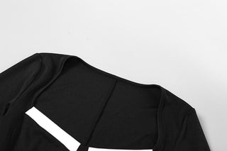 Contrast long sleeve low cut romper