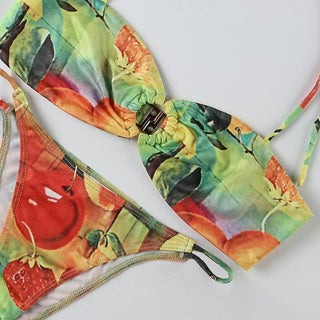 Halter fruit print o ring pant set