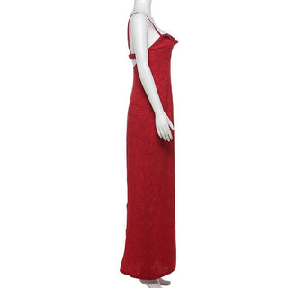 Ruffle backless cami solid maxi dress