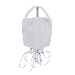 Lace up zip-up backless solid cami top