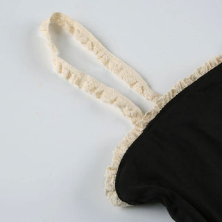 Lace hem backless cami bodysuit