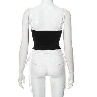 Drawstring ruched self tie cami crop top